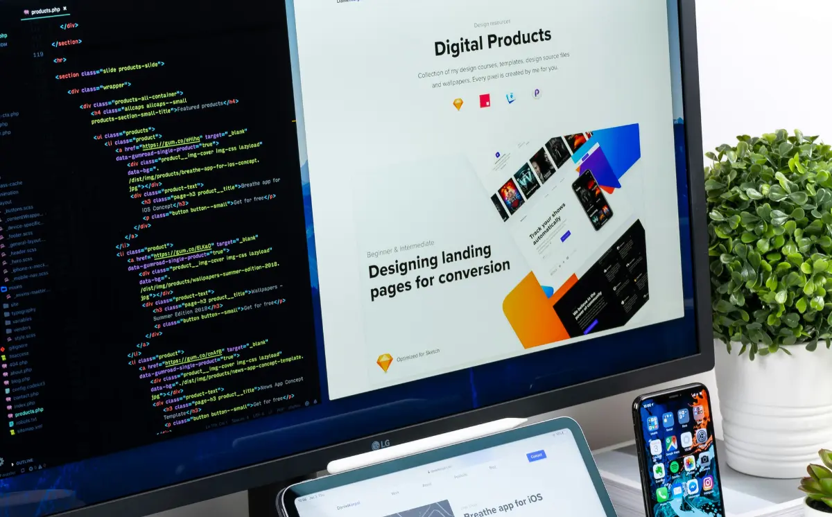 Responsive web design and UI/UX development on laptop